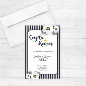 Çizgili Düğün Davetiyesi 20258