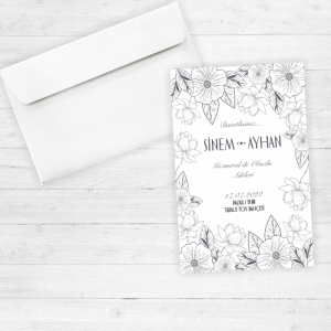 Siyah Beyaz Düğün Davetiyesi 20250