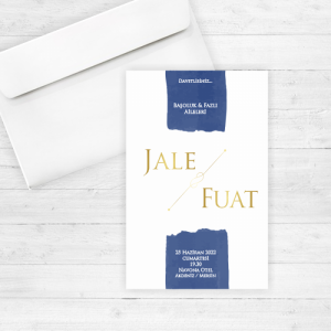 Mavi Boyalı Düğün Davetiyesi 20243