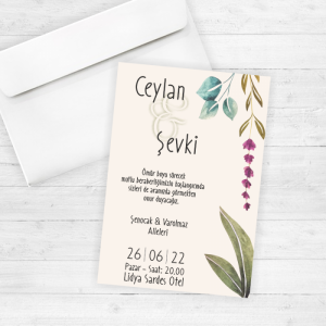 Çiçekli Düğün Davetiyesi 20241