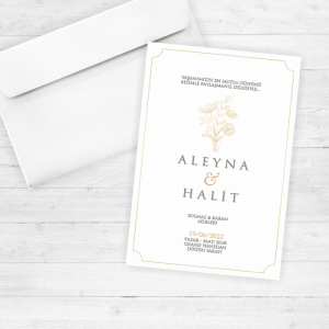 Sade Beyaz Düğün Davetiyesi 20235