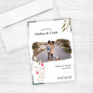 Fotoğraflı Çiçekli Düğün Davetiyesi 20225