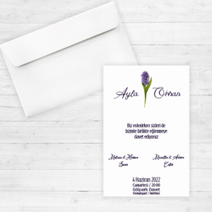 Mor Çiçekli Düğün Davetiyesi 20222