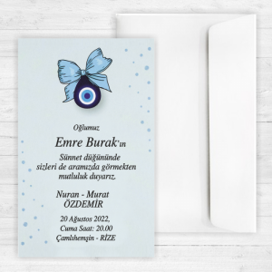 Nazar Boncuklu Sünnet Davetiyesi