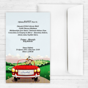 Kırmızı Arabalı Sünnet Davetiyesi