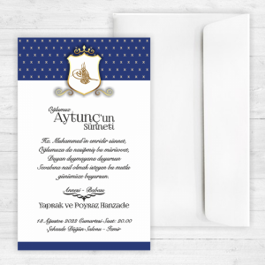 Mavi Desenli Sünnet Davetiyesi