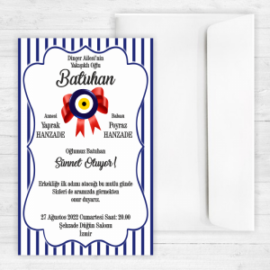 Nazar Boncuklu Sünnet Davetiyesi