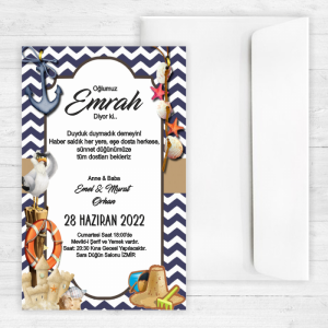 Deniz Temalı Sünnet Davetiyesi