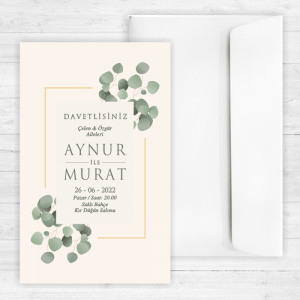 Krem Rengi Düğün Davetiyesi 20316