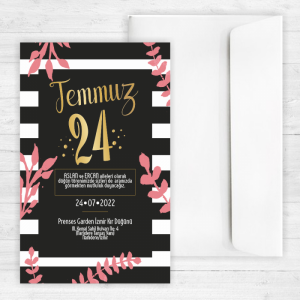 Siyah Çizgili Düğün Davetiyesi 20314