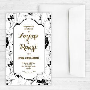 Siyah Beyaz Düğün Davetiyesi 20312