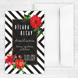 Modern Çizgili Düğün Davetiyesi 20310