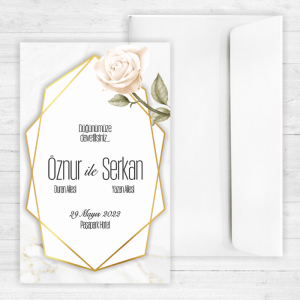 Krem Güllü Düğün Davetiyesi 20307