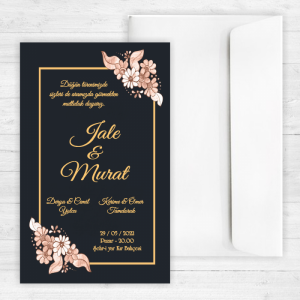 Siyah Zeminli Düğün Davetiyesi 20301