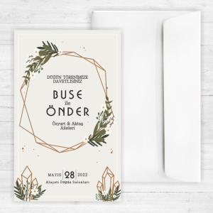 Yaprakli Çelenkli Düğün Davetiyesi 20298