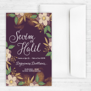 Koyu Zeminli Düğün Davetiyesi 20294