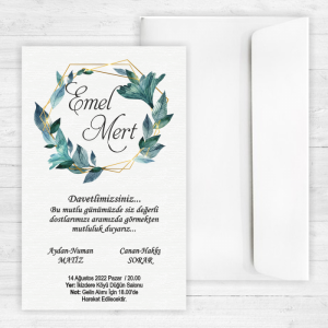 Çiçekli Çelenkli Düğün Davetiyesi 20288