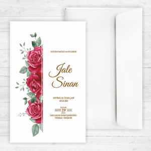 Kırmızı Güllü Düğün Davetiyesi 20283