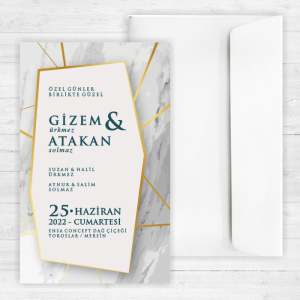 Mermer Desenli Düğün Davetiyesi 20281