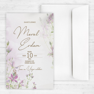 Sade Çiçekli Düğün Davetiyesi 20280