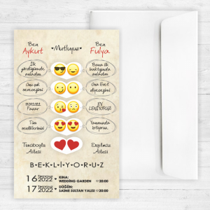 Emojili Düğün Davetiyesi 20271