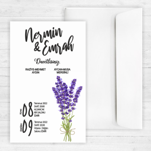 Lavantalı Sade Düğün Davetiyesi 20268