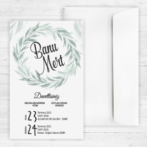Çelenk Çiçekli Düğün Davetiyesi 20265