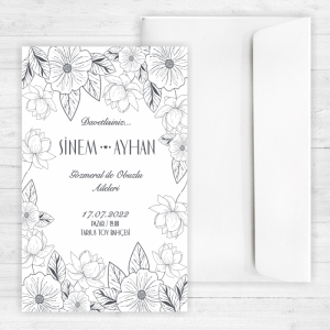 Siyah Beyaz Düğün Davetiyesi 20250