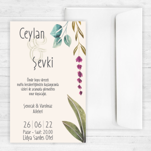 Çiçekli Düğün Davetiyesi 20241