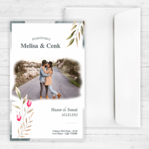 Fotoğraflı Çiçekli Düğün Davetiyesi 20225