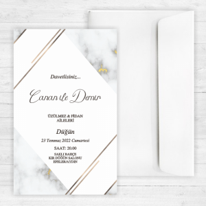 Mermer Desenli Düğün Davetiyesi 20223