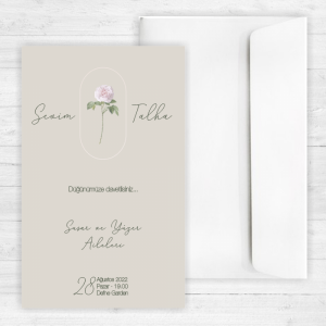 Sade Çiçekli Düğün Davetiyesi 20221