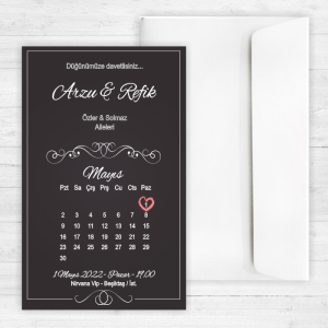 Takvimli Düğün Davetiyesi 20242