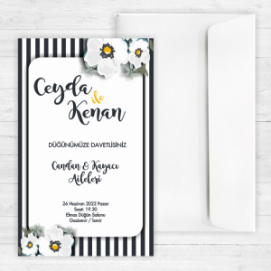 Çizgili Düğün Davetiyesi 20258