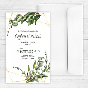 Yapraklı Düğün Davetiyesi 20259