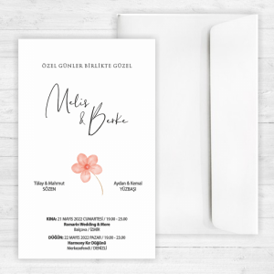 Kırmızı Çiçekli Davetiye 20369