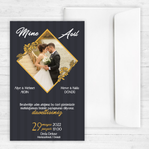 Fotoğraflı Siyah Davetiye 20357