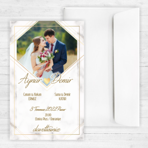 Fotoğraflı Mermer Desen Davetiye 20354