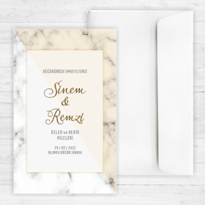 Mermer Desen Çerçeveli Davetiye 20352