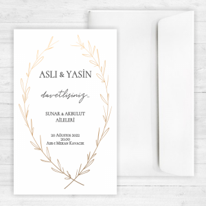 Sade Beyaz Zeminli Davetiye 20347