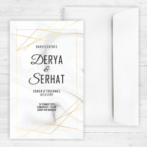 Çizgili Mermer Zeminli Davetiye 20344