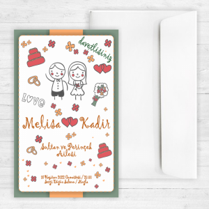 Gelin Damatlı Düğün Davetiyesi 20333