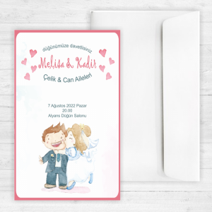 Çocuk Karikatürlü Düğün Davetiyesi 20331