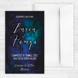 Mavi Boyalı Düğün Davetiyesi 20328