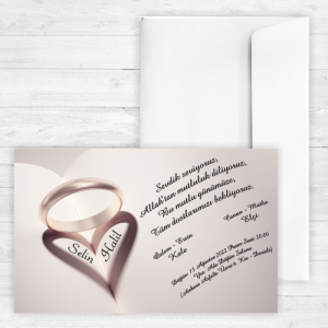 Kalpli Yüzüklü Düğün Davetiyesi 20322