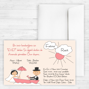 Sandallı Karikatür Düğün Davetiyesi 20318
