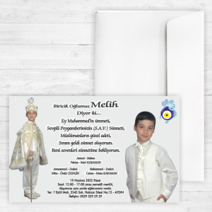 Sade Fotoğraflı Sünnet Davetiyesi