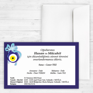 Lacivert Çerçeveli Sünnet Davetiyesi