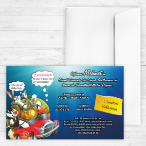 Çizgi Film Karakterli Sünnet Davetiyesi