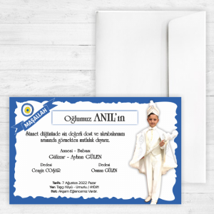 Sade Fotoğraflı Sünnet Davetiyesi